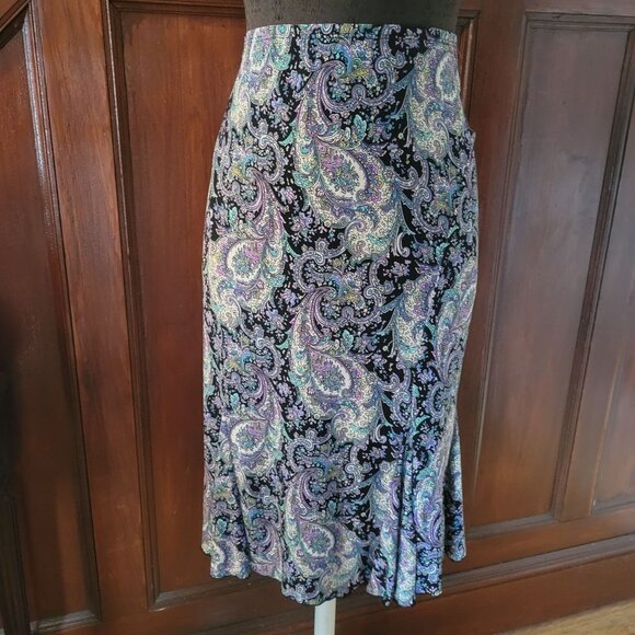 Vintage Susan Lawrence Paisley Print Stretch Skirt Womens Large - Picture 1 of 6